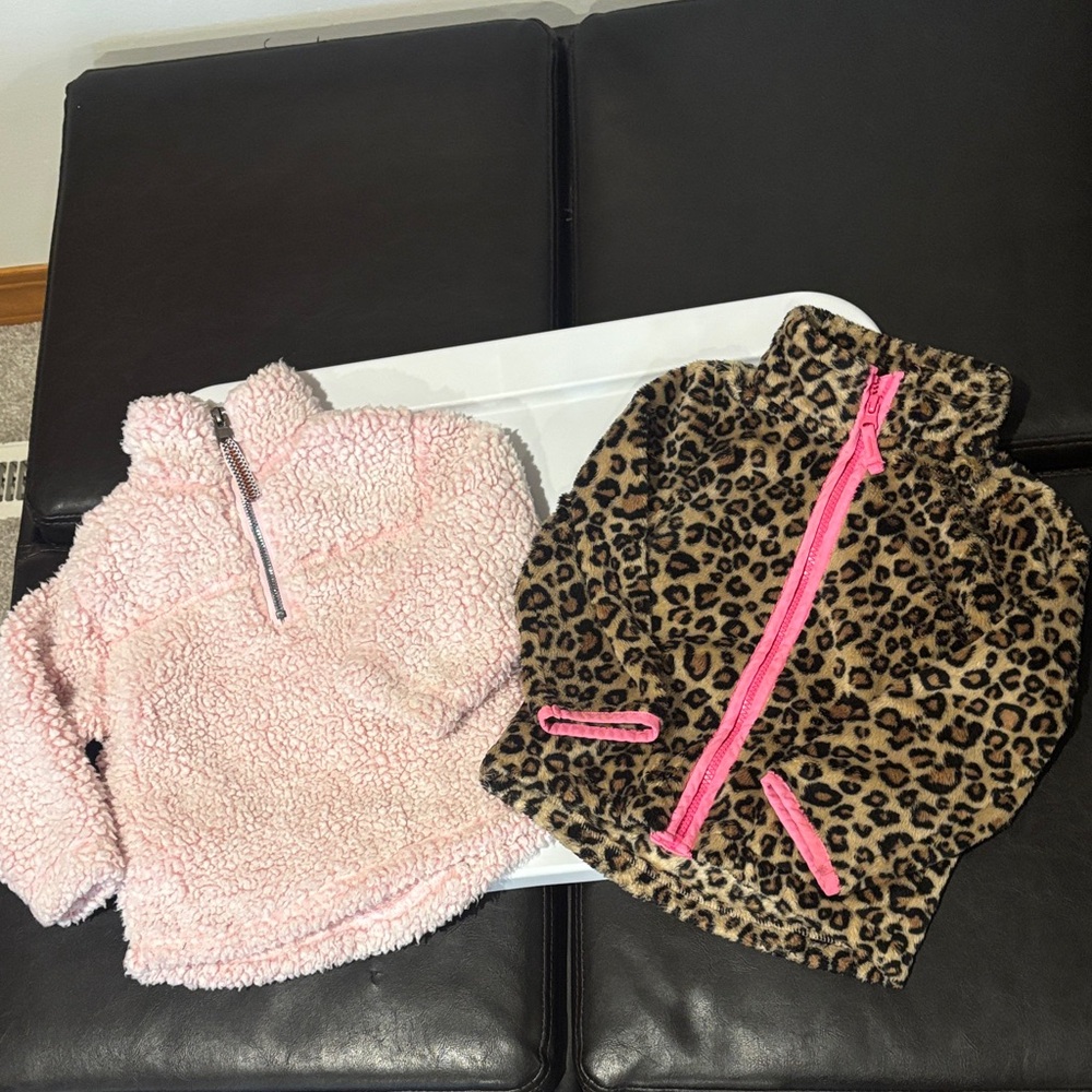 Te Verde Pink Sherpa and Leopard Print Kids Jackets